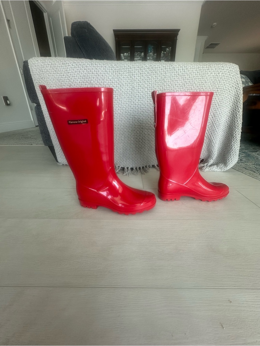 Planone Original Glossy PVC Red Rain Boots